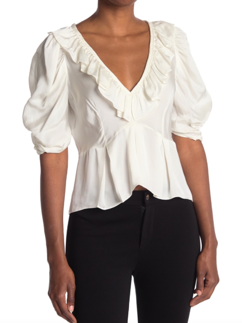 Sandro Paris Erika White Ruffle Blouse